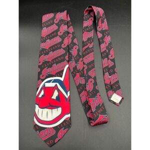 Vtg Cleveland Indians Chief Wahoo Mens Neck Tie Ralph Marlin Baseball MLB